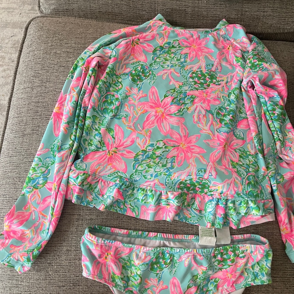 Lily Pulitzer girls bathing suit, top and bottom like brand new